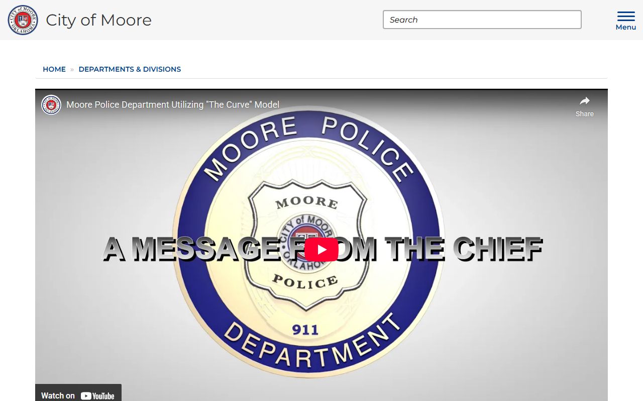 Moore Police Department website for Moore bench warrants
