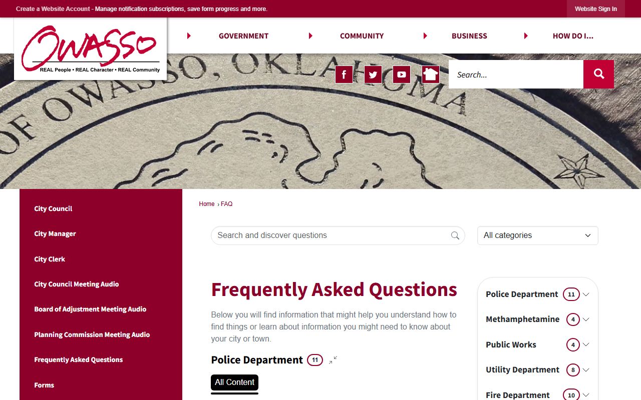Owasso Municipal Court FAQ page for Owasso bench warrants