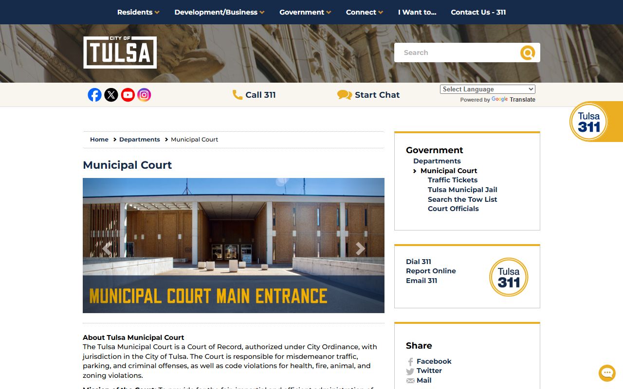 Tulsa Municipal Court bench warrants information page