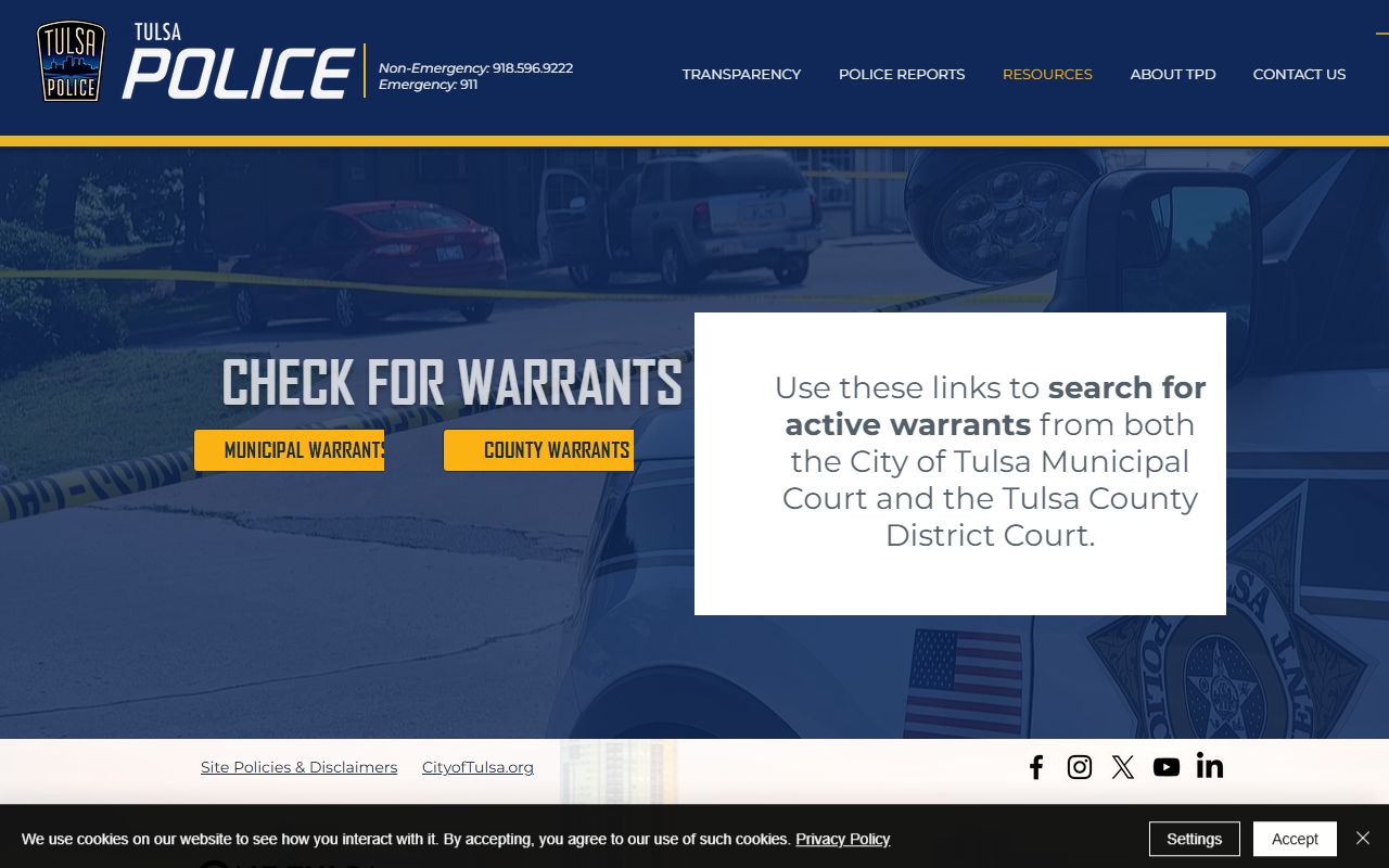 Tulsa Police Department bench warrants search portal