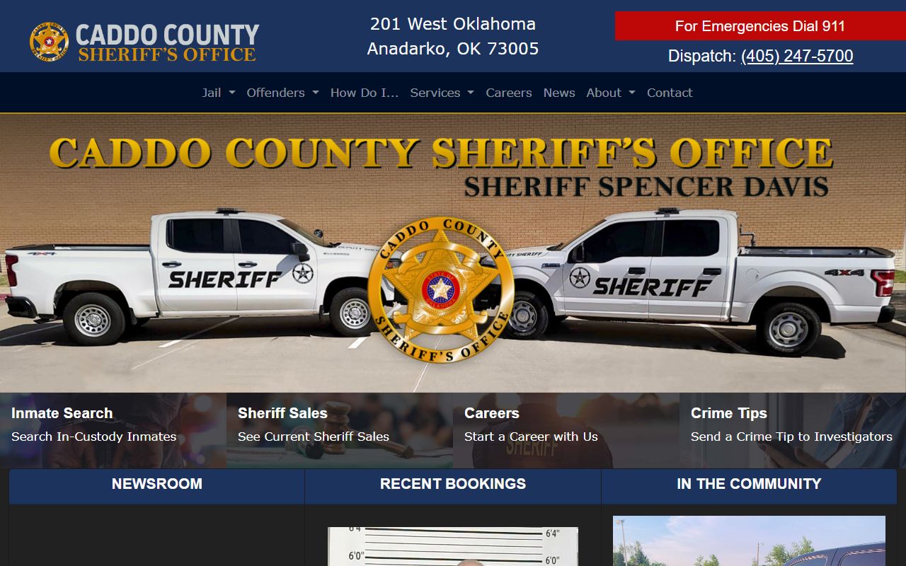 Caddo County Sheriff bench warrants office website