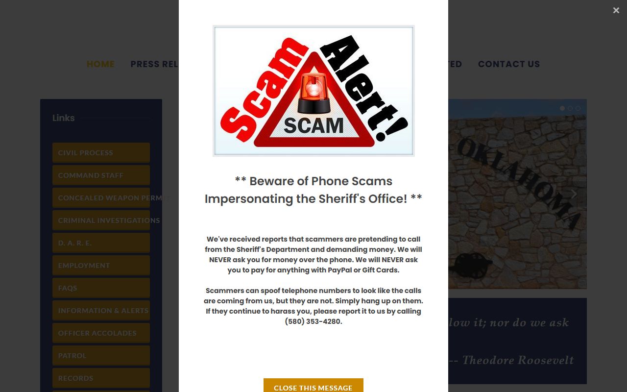 Comanche County Sheriff bench warrants office website