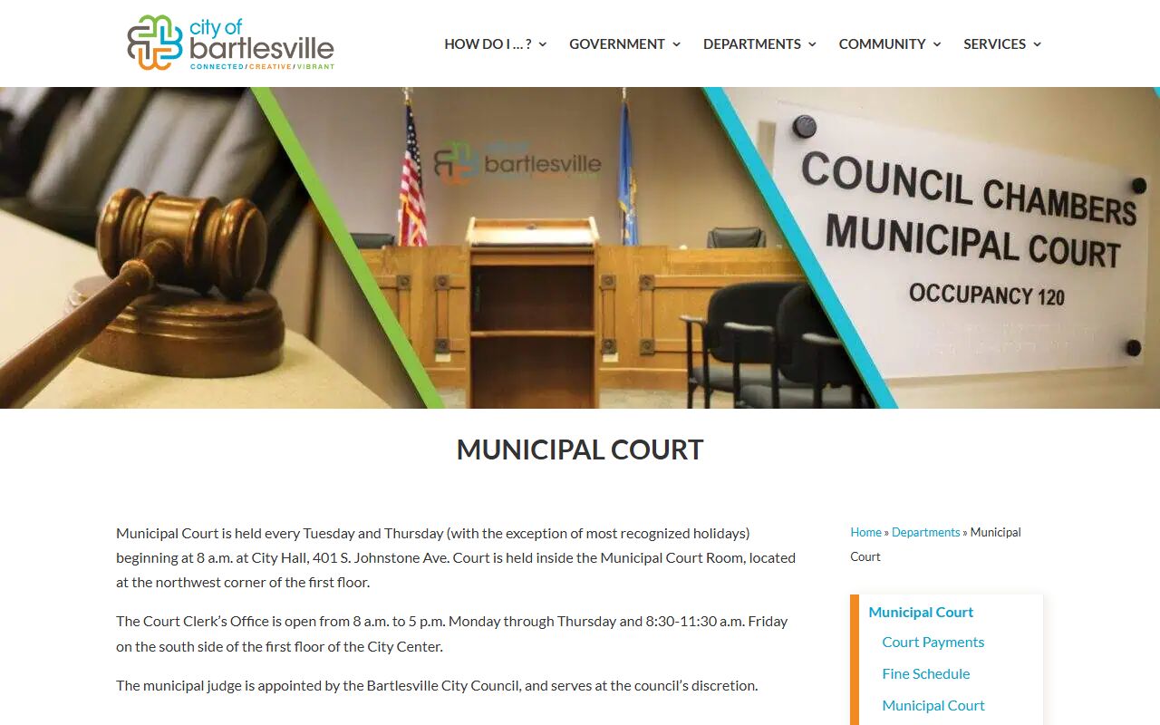 Bartlesville Municipal Court bench warrants information page